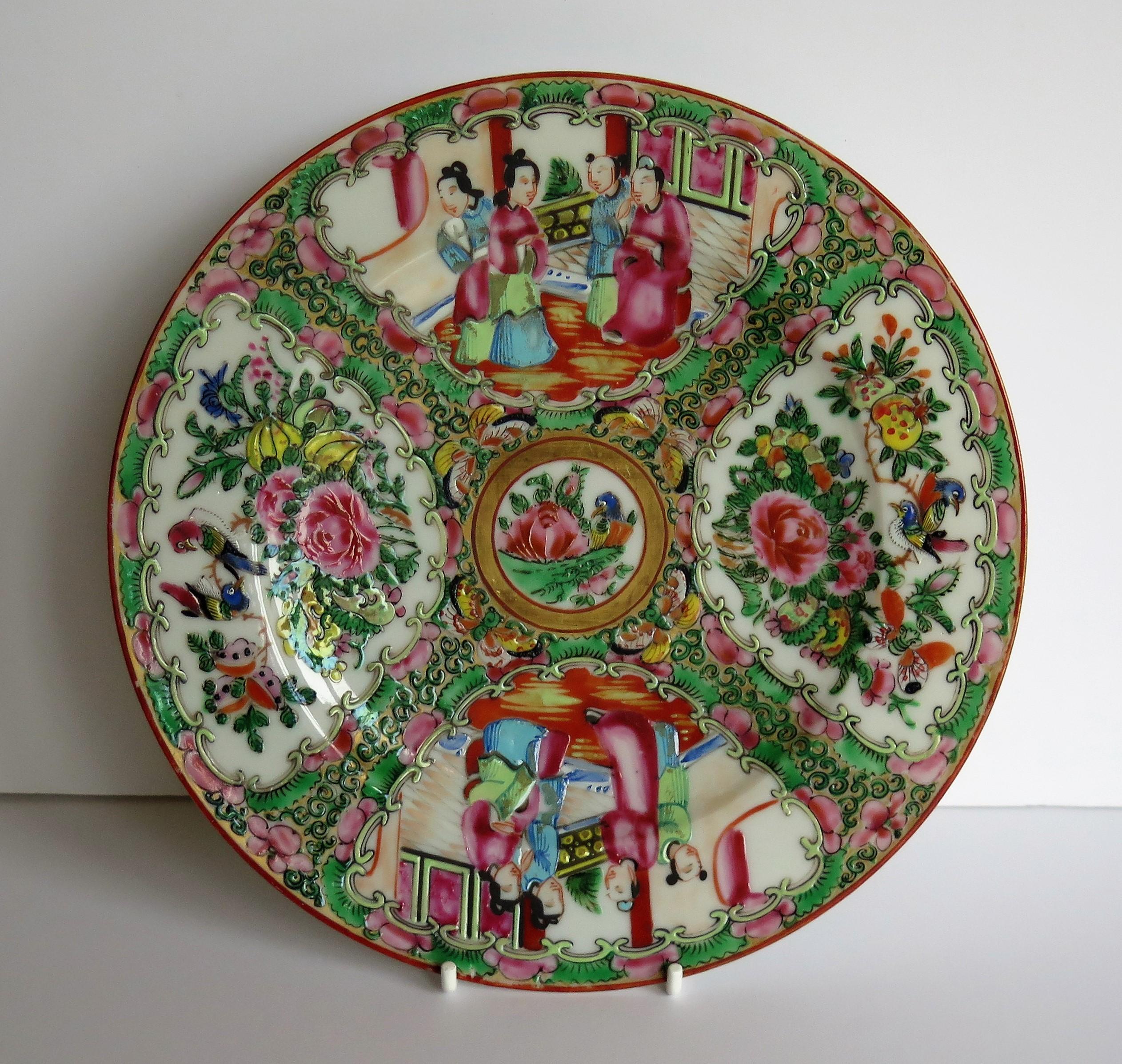 Chinese Export Porcelain Plate Rose Medallion Hand Painted, Qing, circa 1870 3