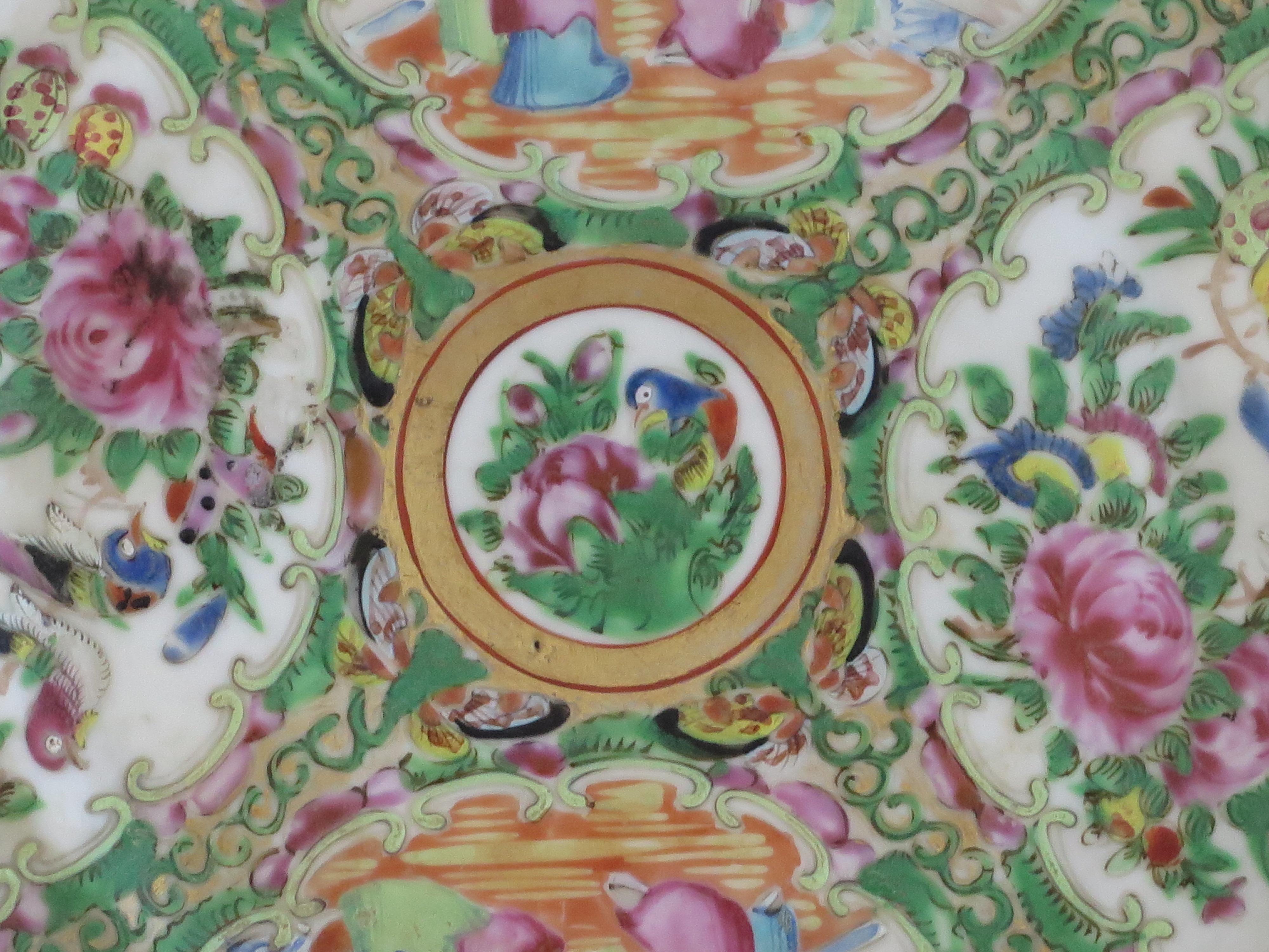 Chinese Export Porcelain Plate Rose Medallion Hand Painted, Qing, circa 1875 For Sale 2