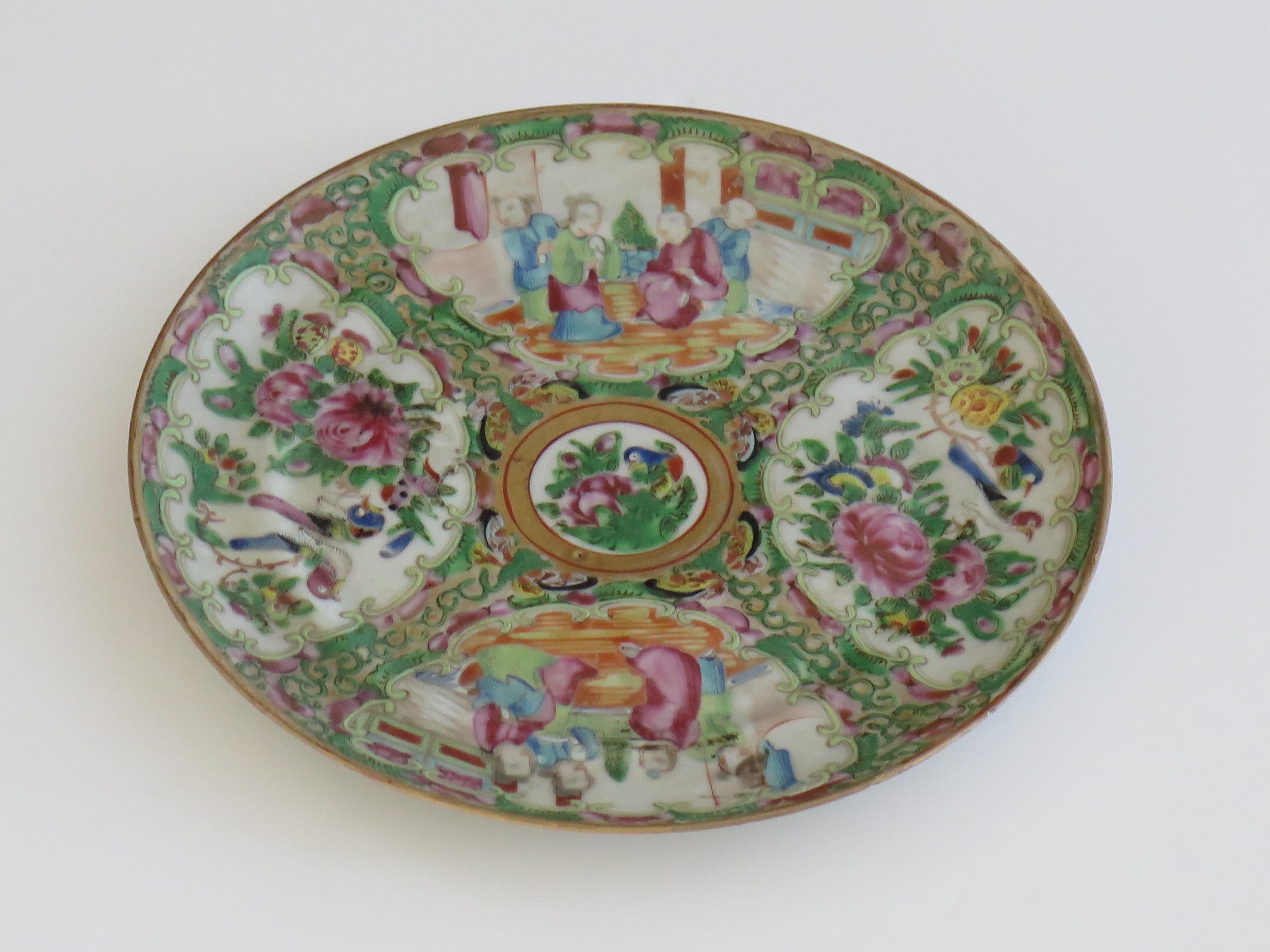 Chinese Export Porcelain Plate Rose Medallion Hand Painted, Qing, circa 1875 For Sale 3