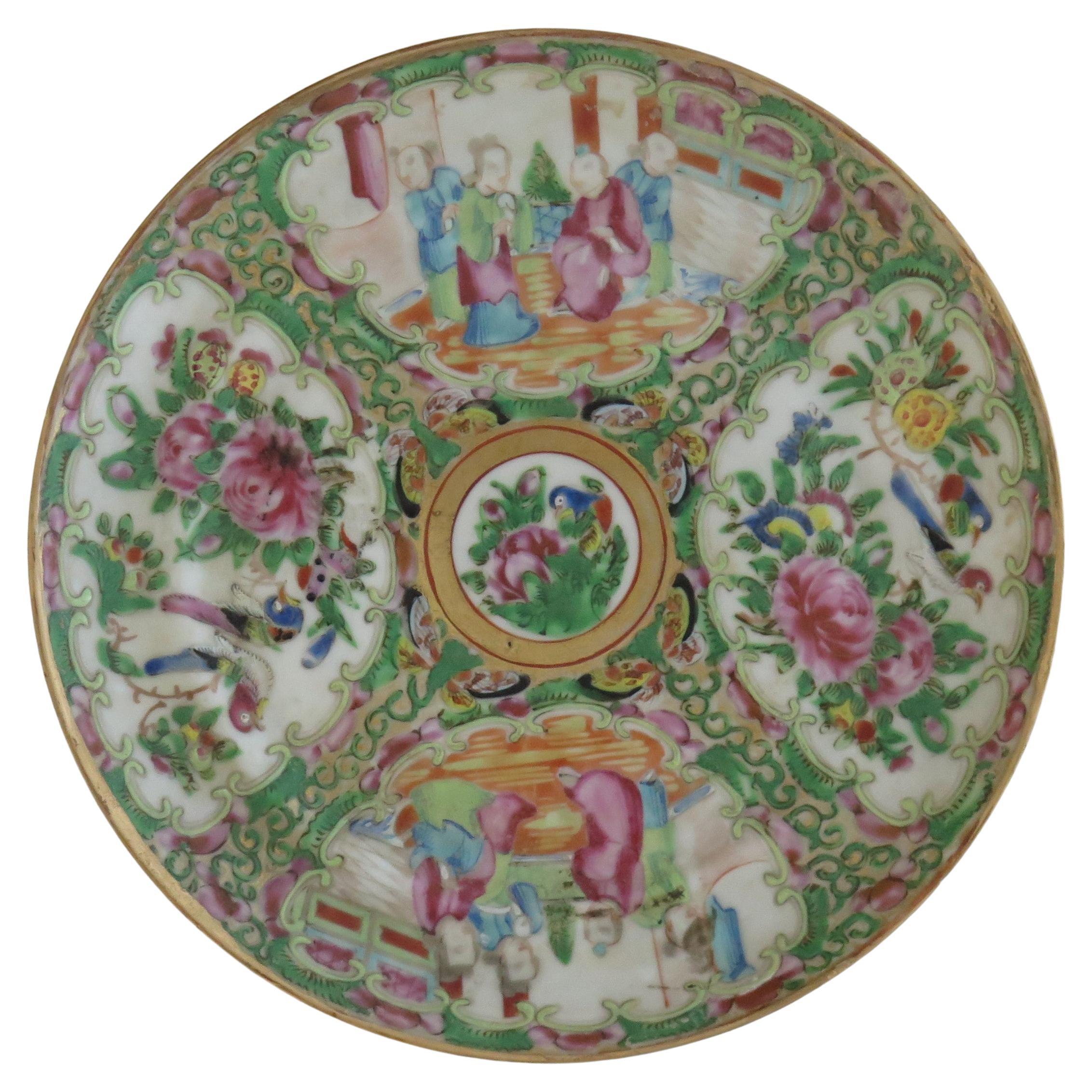 Chinese Export Porcelain Plate Rose Medallion Hand Painted, Qing, circa 1875