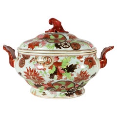 Chinese Export Porcelain Pseudo Tobacco Leaf Soup Tureen and Cover