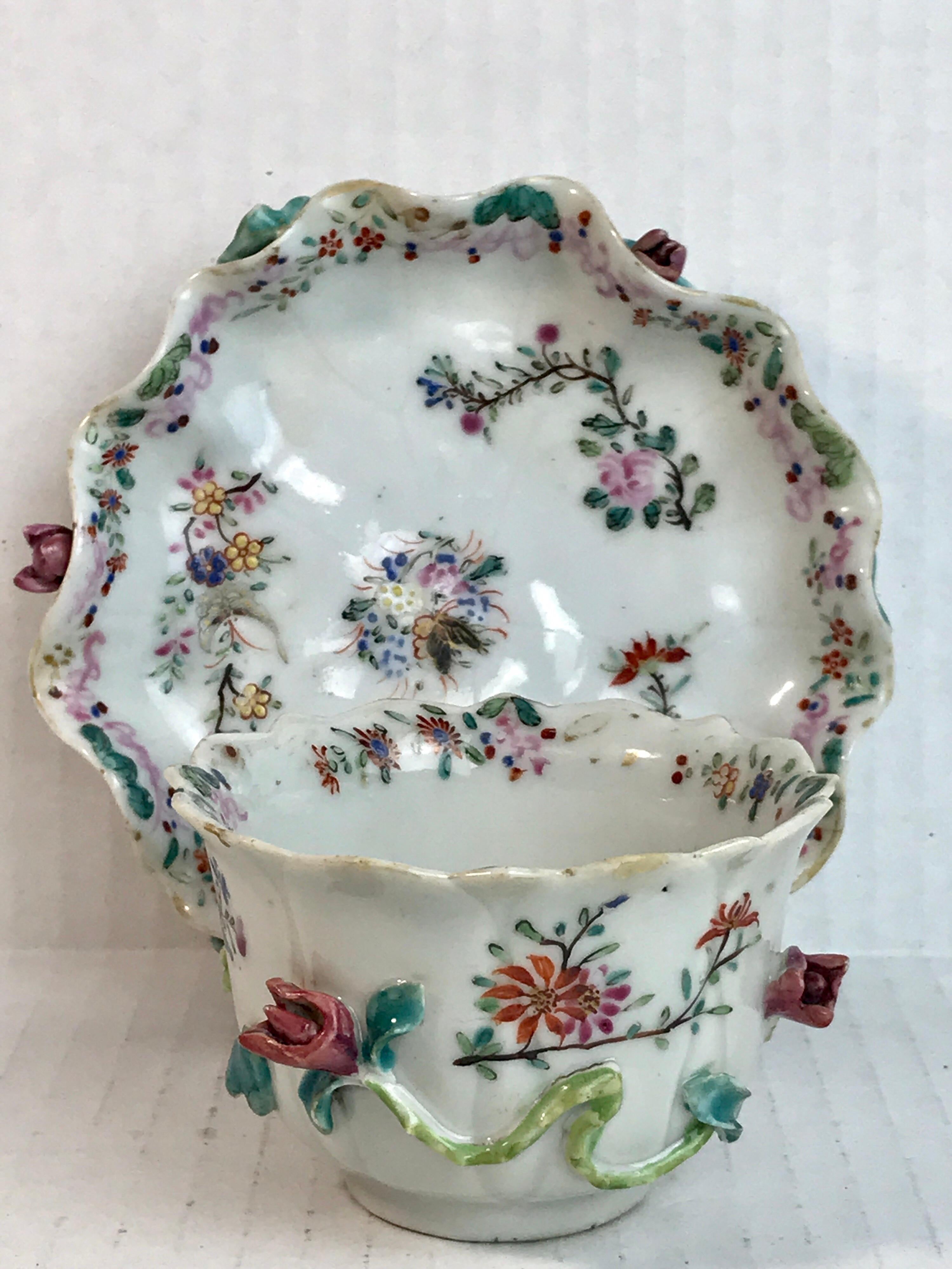 18th Century and Earlier Chinese Export Porcelain Qianlong Lotus Cup and Saucer