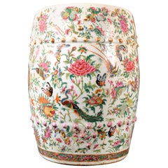 Antique Chinese Export Porcelain Rose Canton Garden Seat, circa 1820-1840