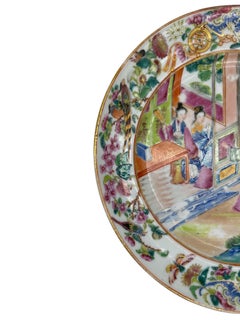 Chinese Export Porcelain Rose Mandarin Plate 8-ins, Canton, ca. 1840