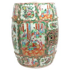 Chinese Export Porcelain Rose Medallion Garden Seat