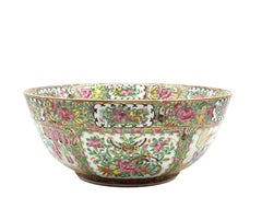 Chinese Export Porcelain Rose Medallion Large Punch Bowl