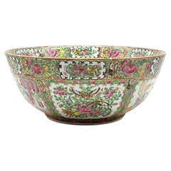 Chinese Export Porcelain Rose Medallion Large Punch Bowl