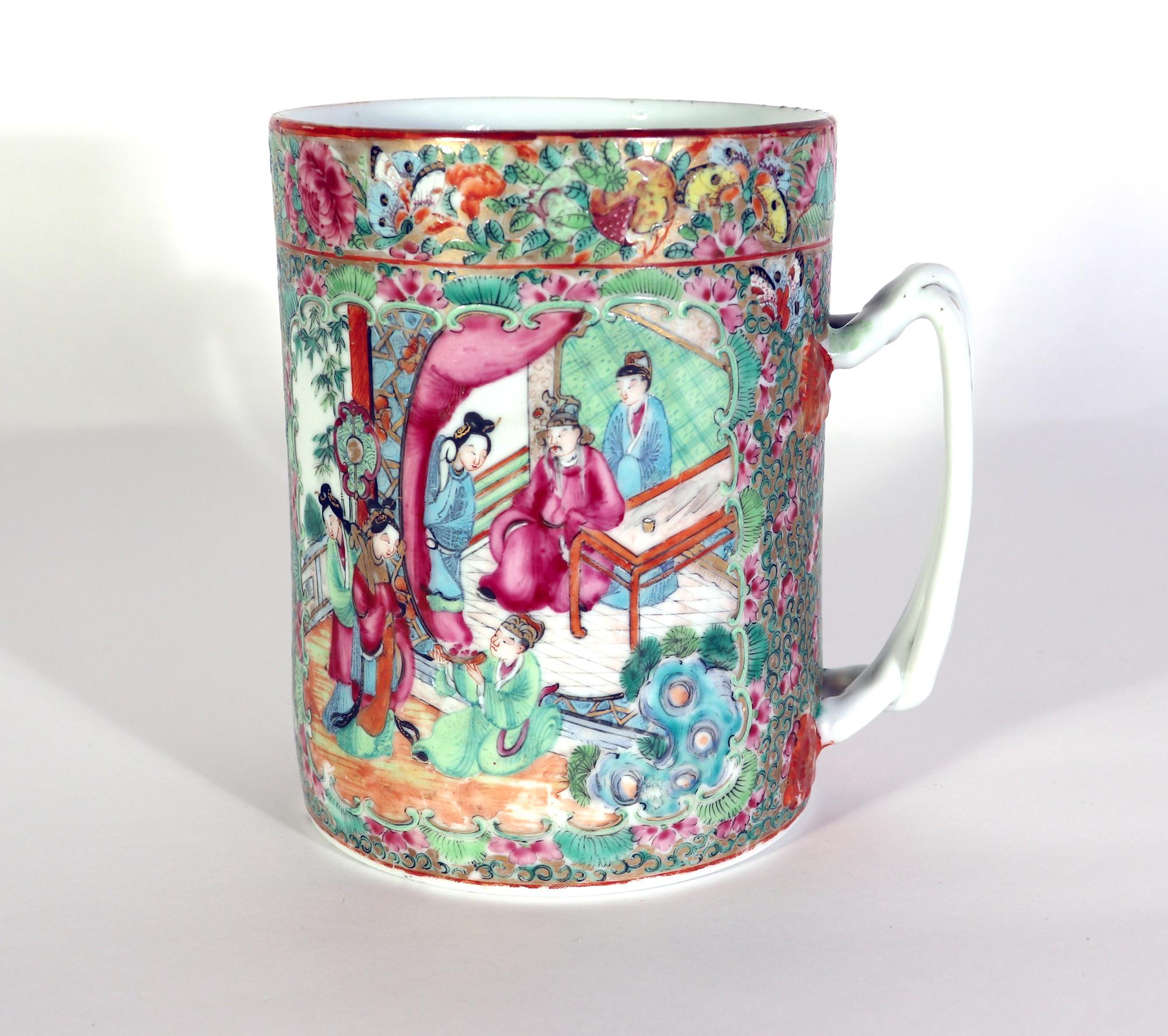 Chinese Export Porcelain Rose Medallion Large Tankard 1