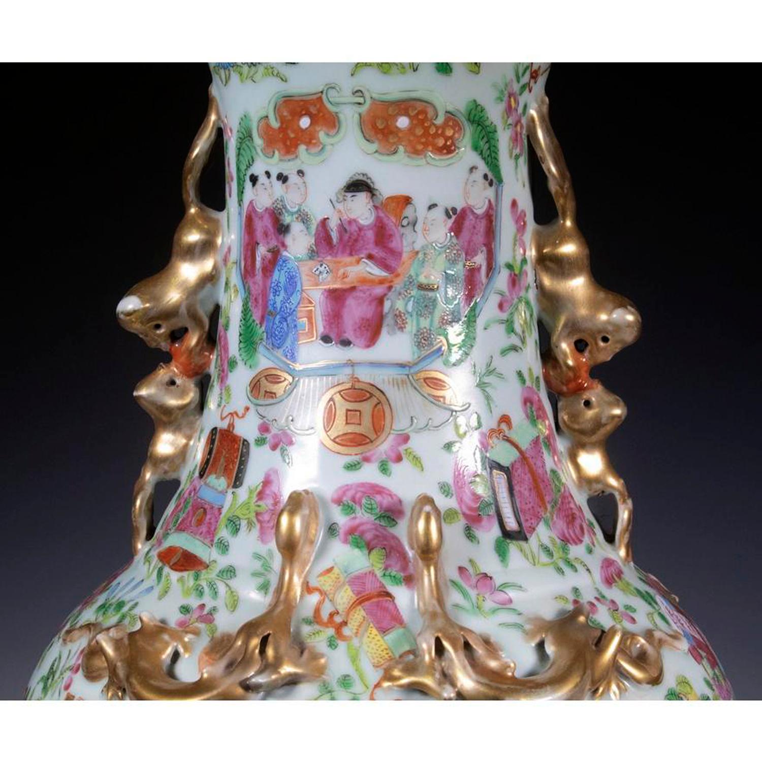19th Century Chinese Export Porcelain Rose Medallion Large Vase