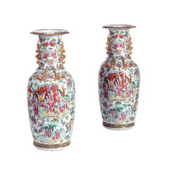 Chinese Export Porcelain Rose Medallion Palace Vases, a Pair Circa 1840-60