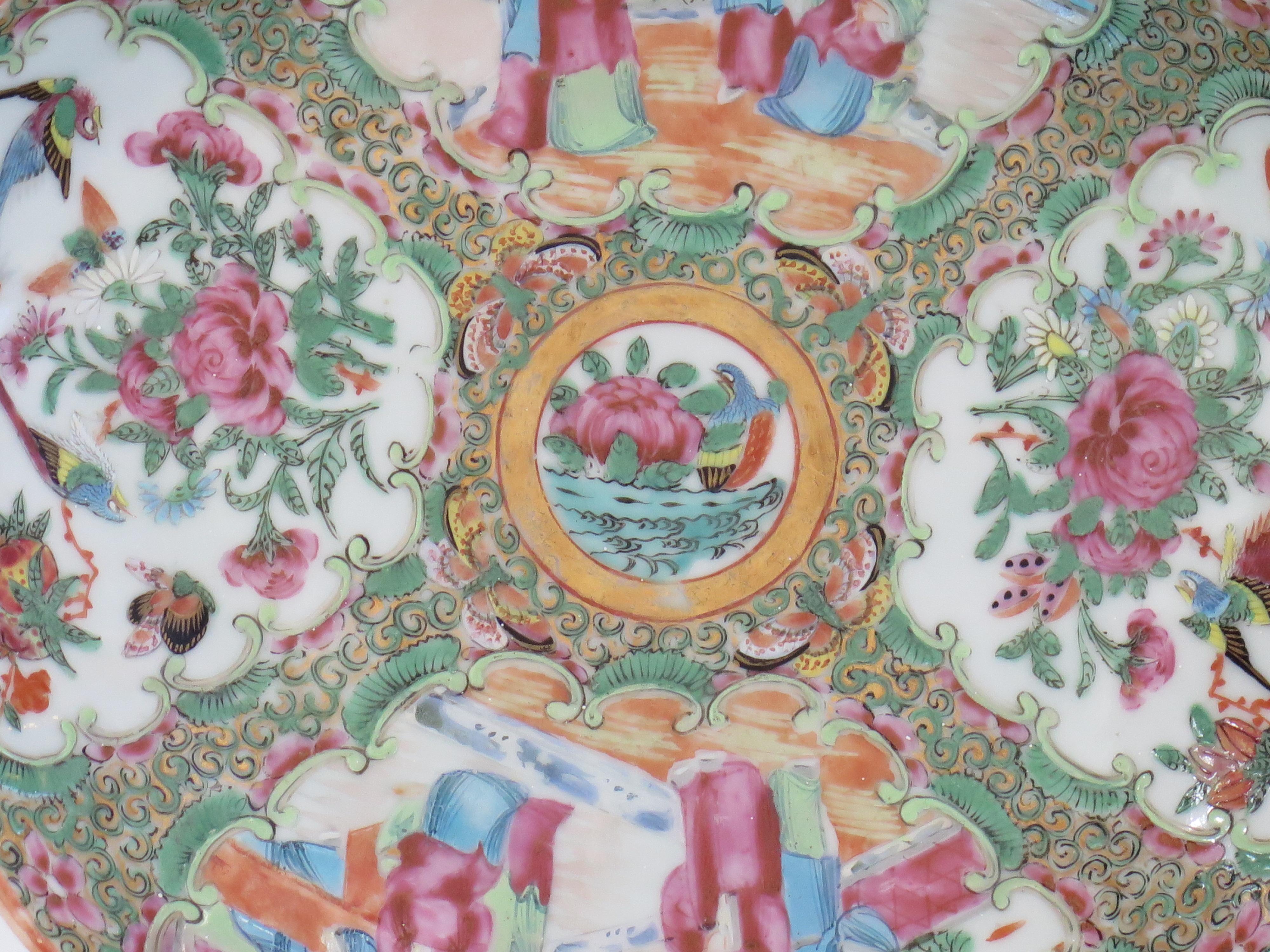 Chinese Export Porcelain Serving or Shrimp Dish Rose Medallion, Qing Ca 1810 4