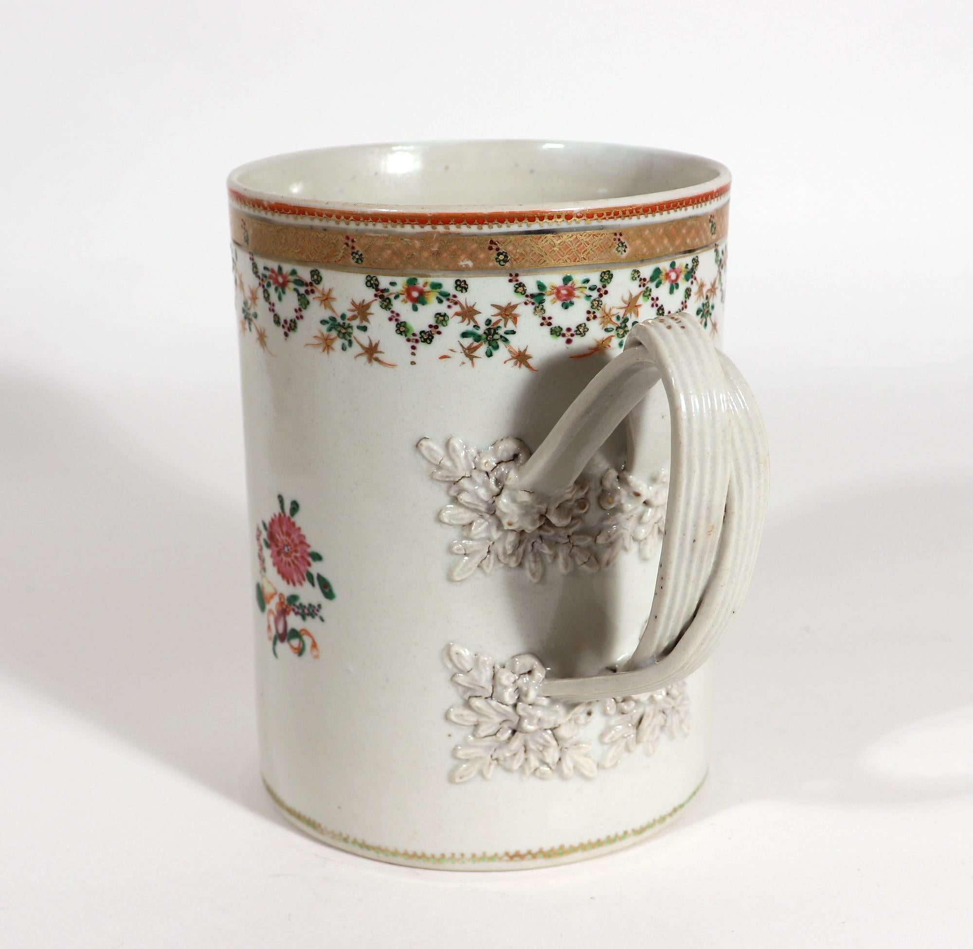 Chinese Export Porcelain Set of Graduated Famille RoseTankards For Sale 6