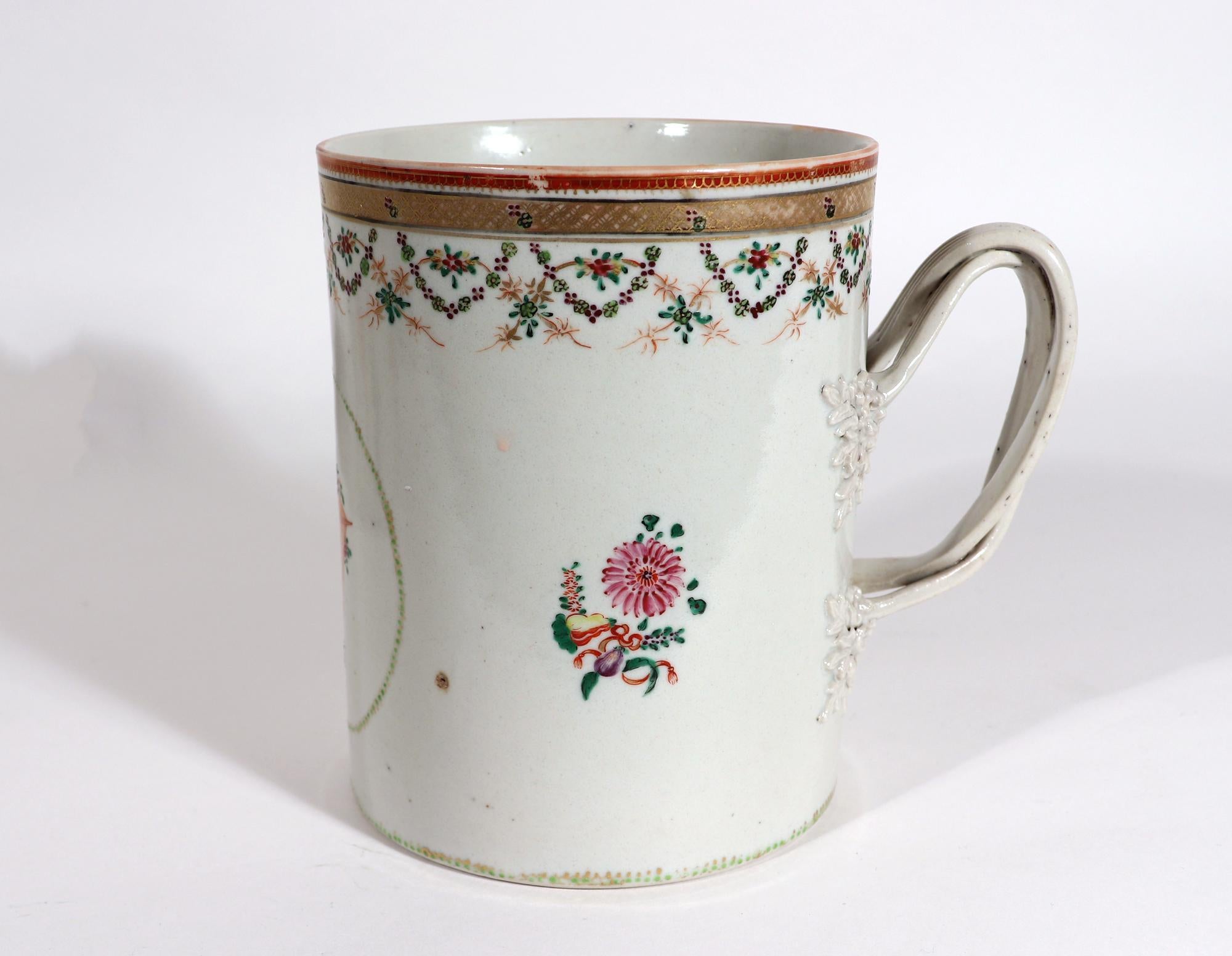 18th Century Chinese Export Porcelain Set of Graduated Famille RoseTankards For Sale