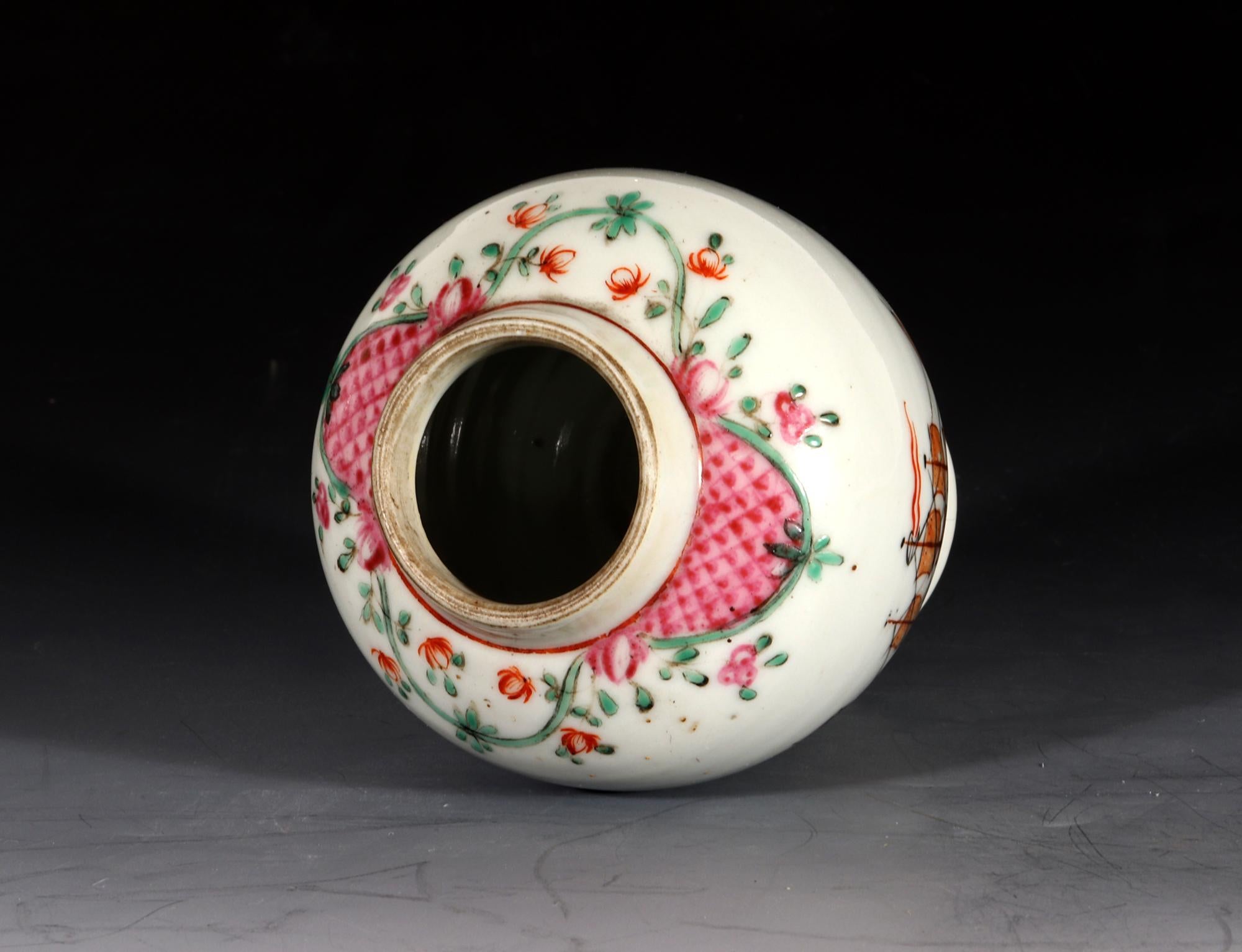 Chinese Export Porcelain Ship-Decorated Tea Caddy or Teapoy 3