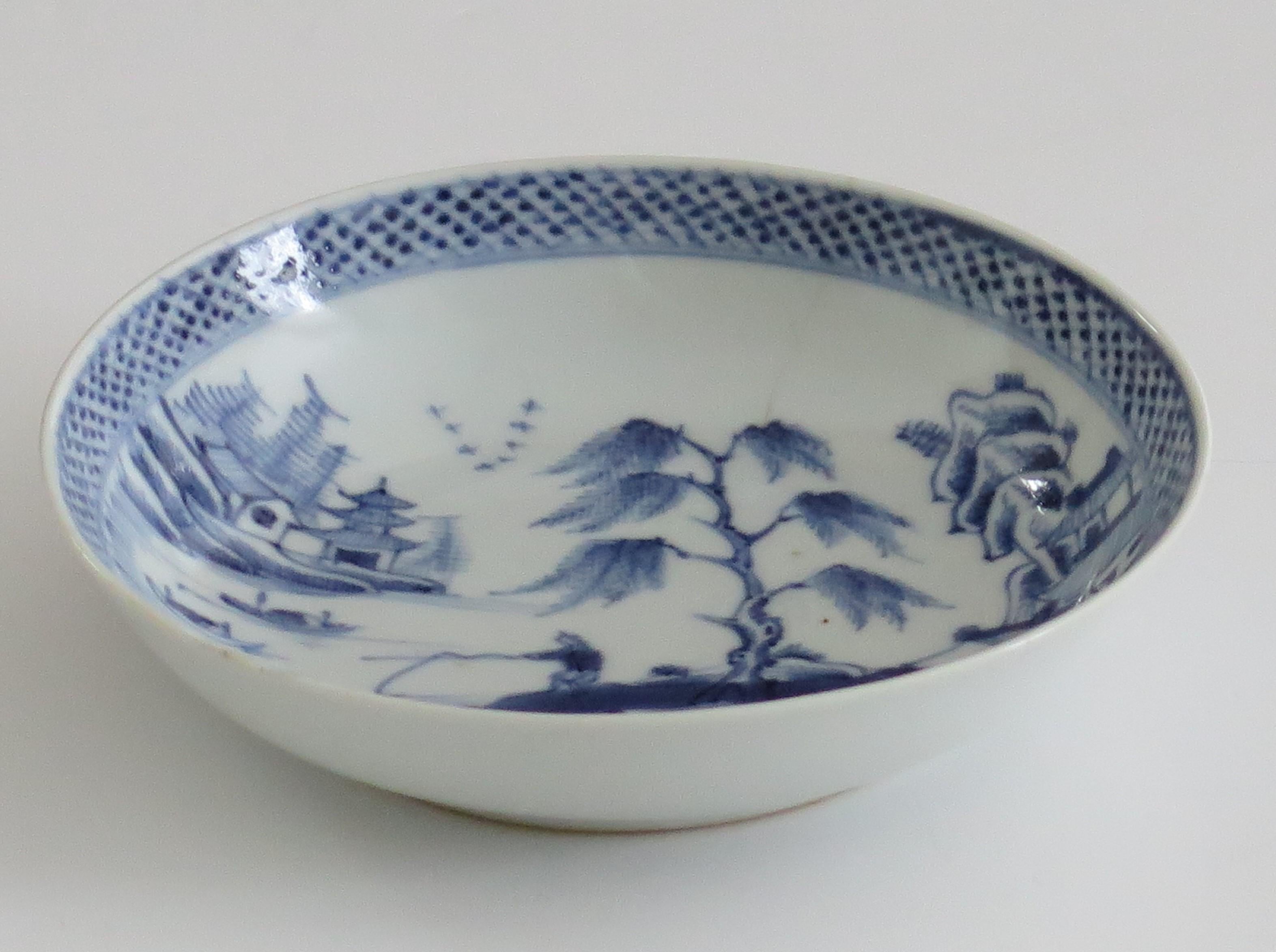 This is a Chinese export porcelain blue and white 