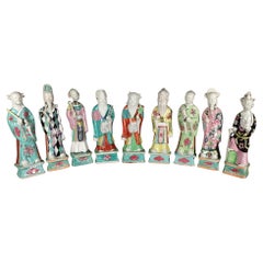Chinese Export Porcelain Taoist Immortal Figures, Eight Immortals and the Leader