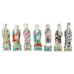Chinese Export Porcelain Taoist Immortal Figures, Set of Seven