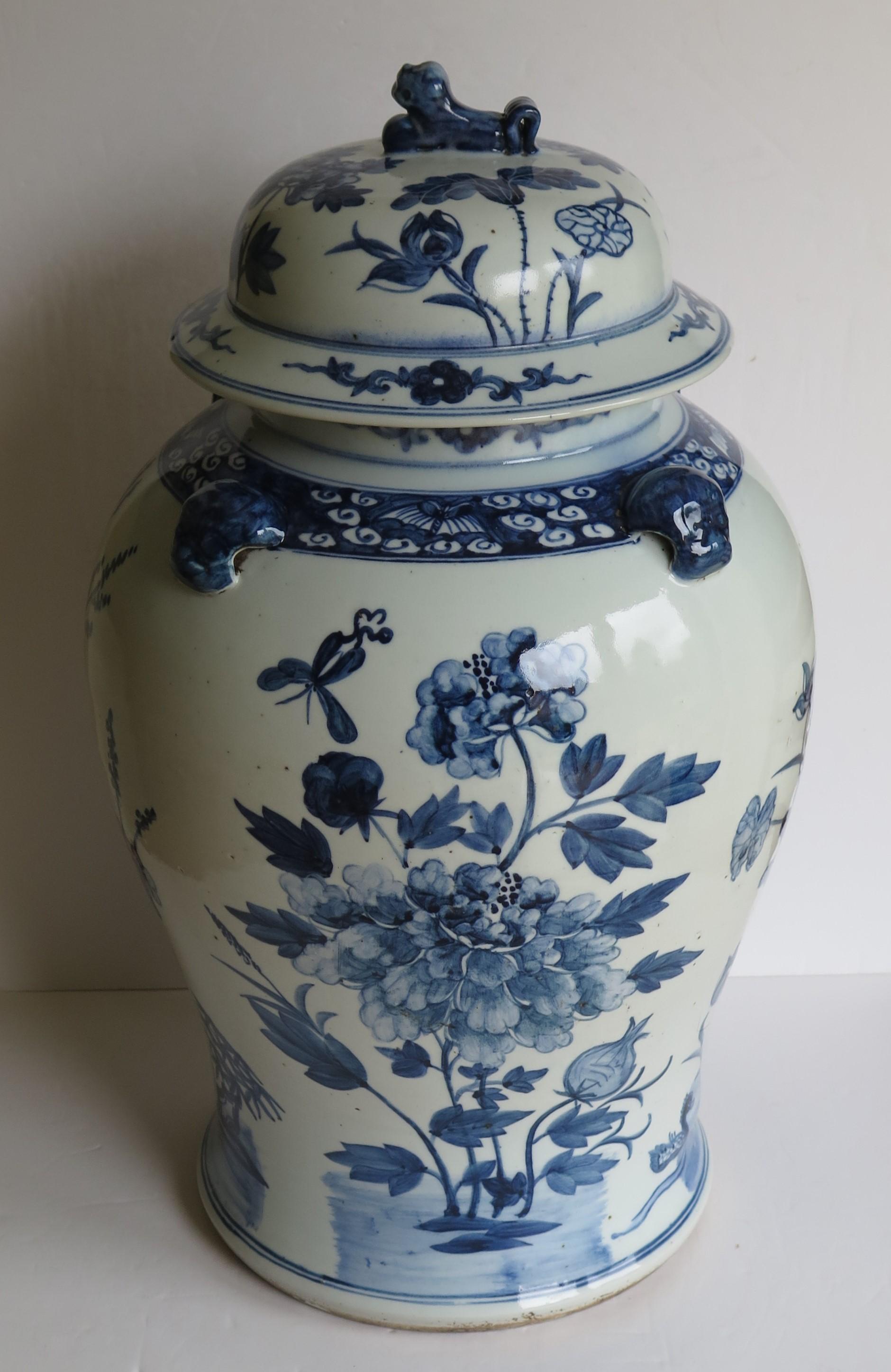 blue and white vase with lid