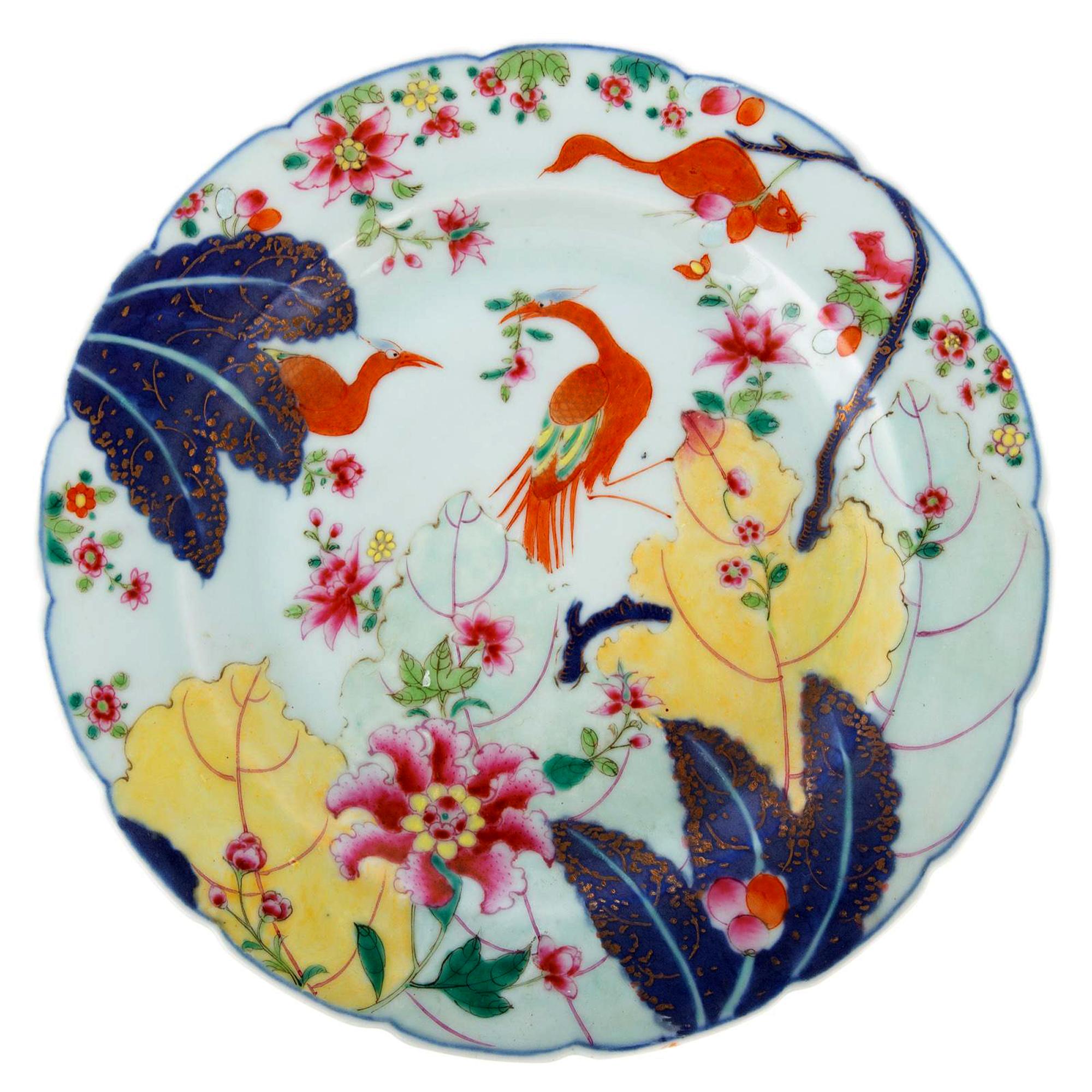 Chinese Export Porcelain Tobacco Leaf Plates In Good Condition In Downingtown, PA