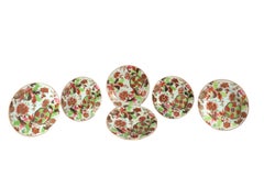 Assiettes « Feuilles de tabac » en porcelaine chinoise d'exportation – Lot de six