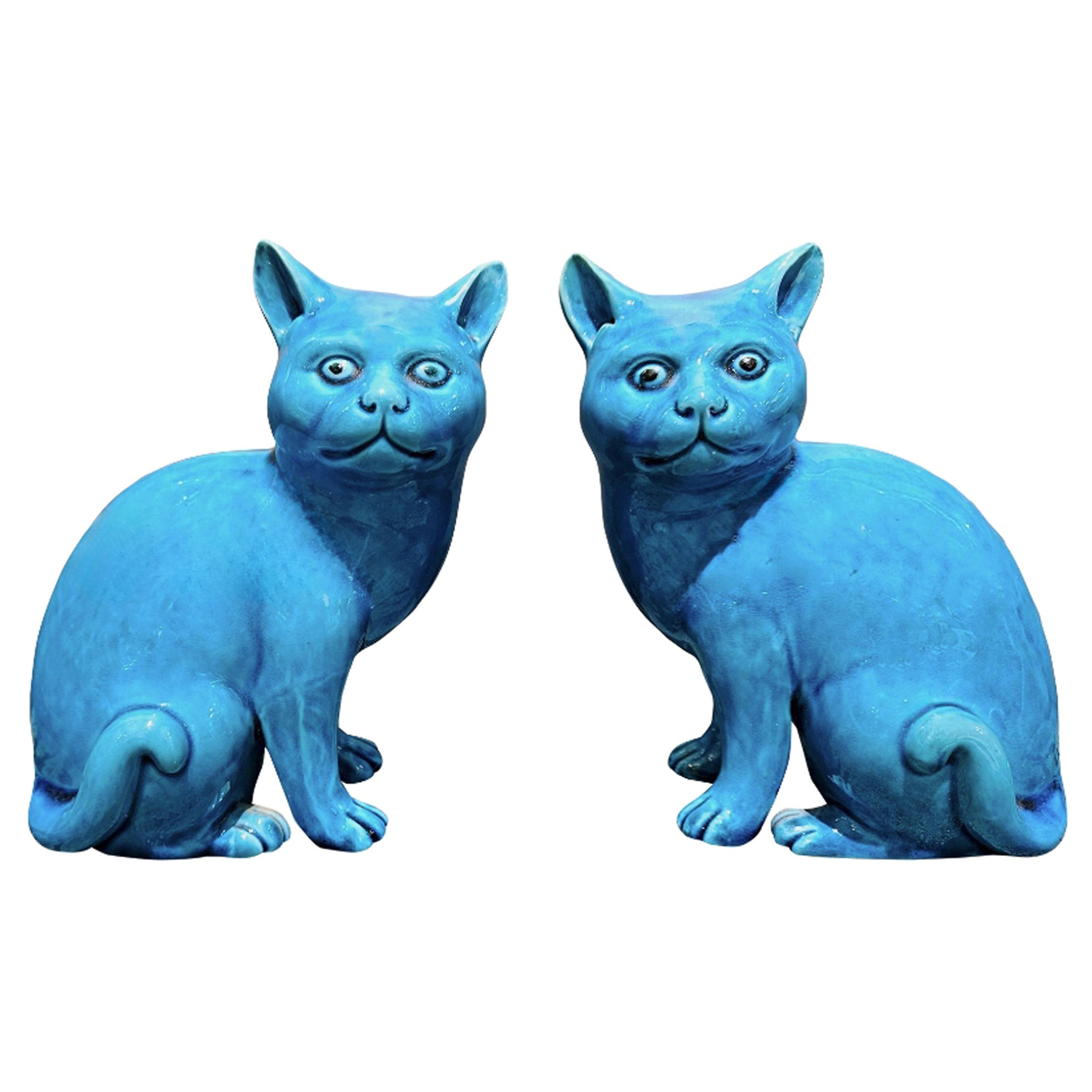 Chinese Export Porcelain Turquoise Cats