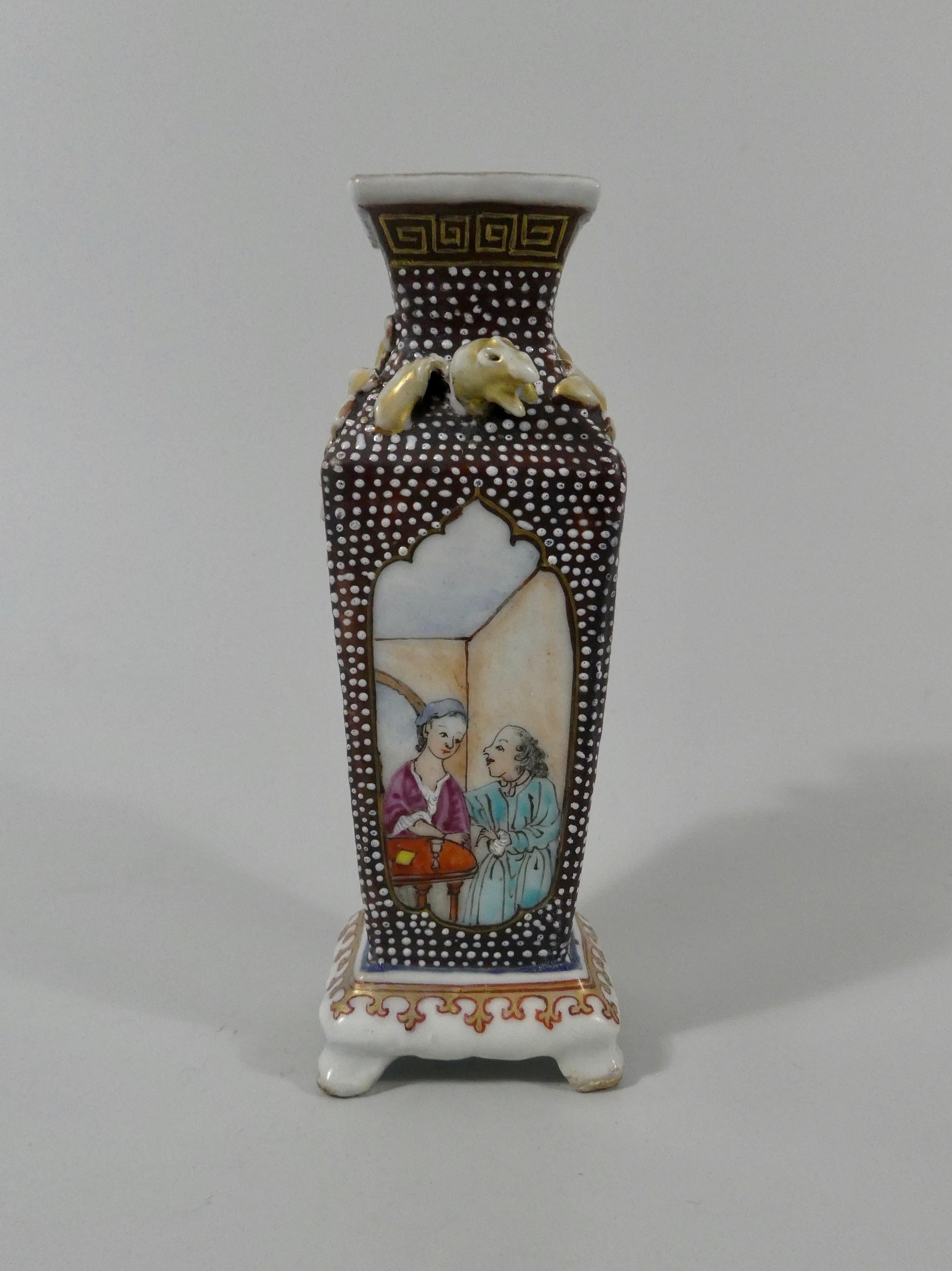 Fired Chinese Export Porcelain Vase, European Figures, circa 1750, Qianlong Period