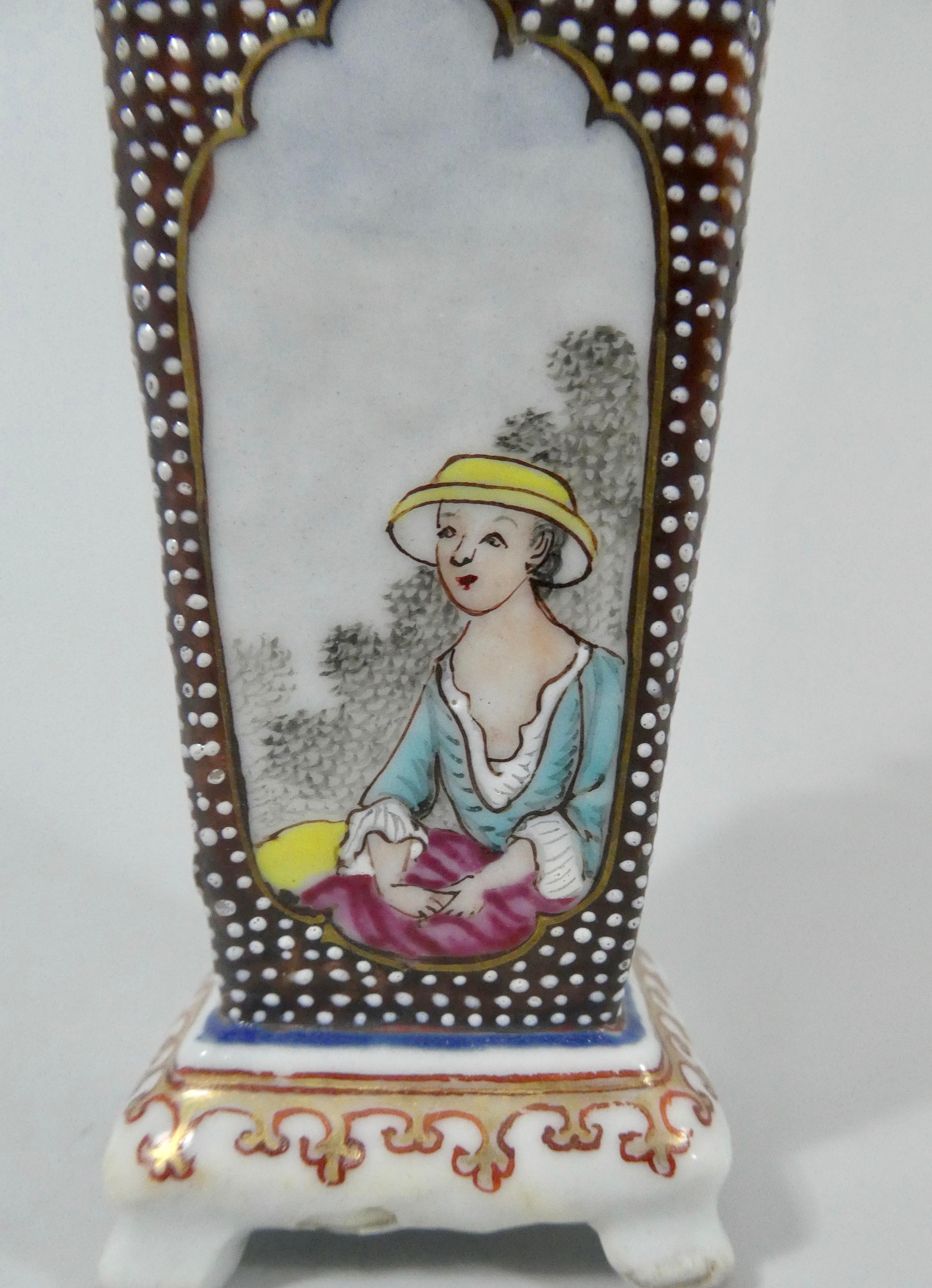 Mid-18th Century Chinese Export Porcelain Vase, European Figures, circa 1750, Qianlong Period