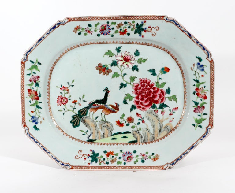 Chinese Export Porcelain Very Large Double Peacock Dish at 1stDibs