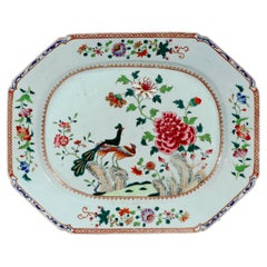 Chinese Export Porcelain Very Large Double Peacock Dish