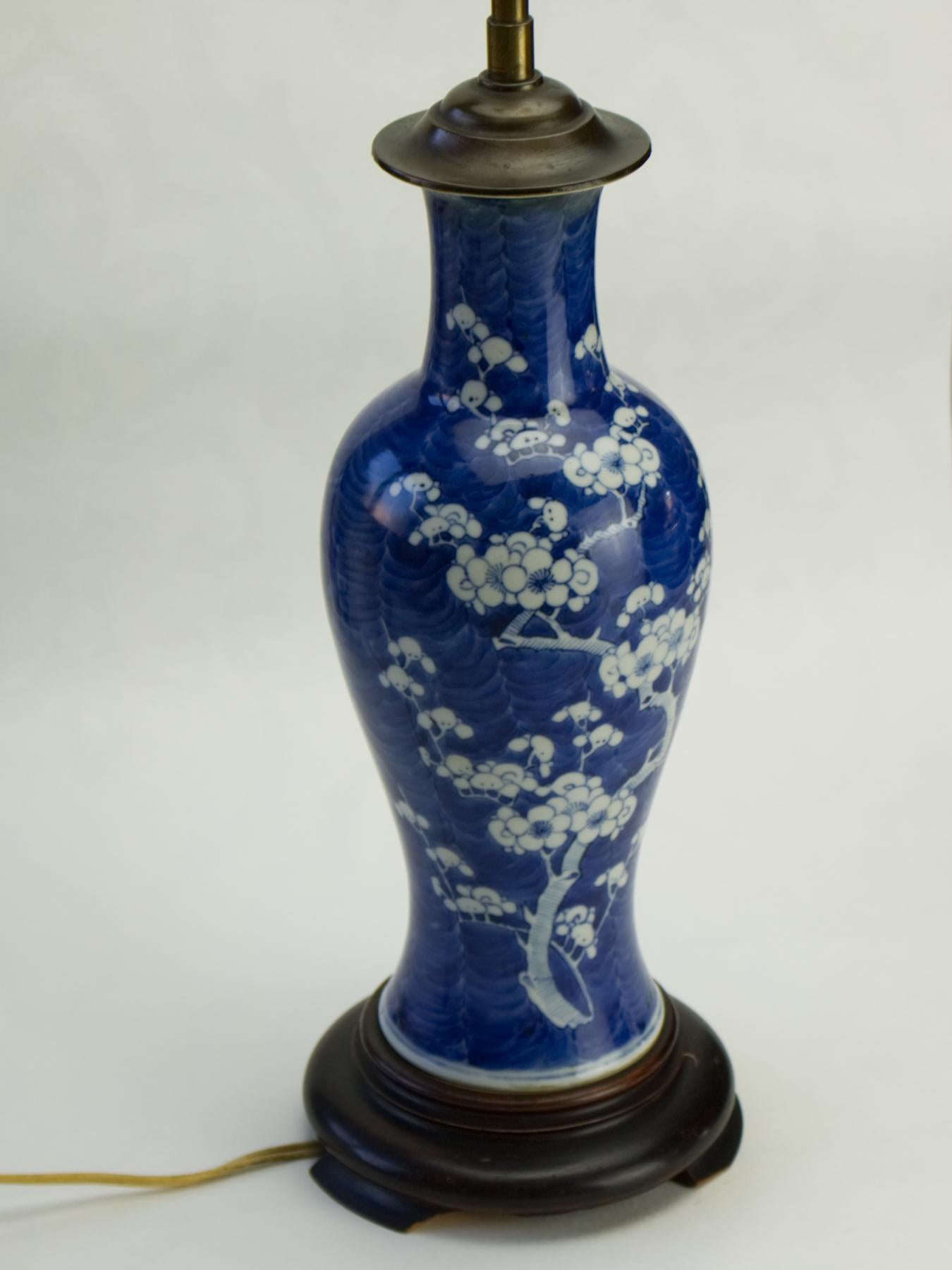 20th Century Chinese Export Prunus Vase Lamp, circa 1900 For Sale