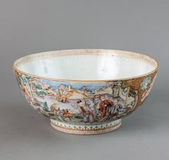 Chinese Export Punch Bowl with Footed Rim