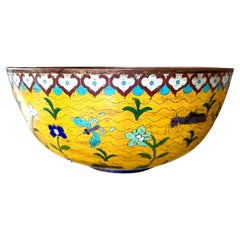 Chinese Export, Qing Dynasty, Qianlong, Large Decorative Cloissone Enamel Bowl