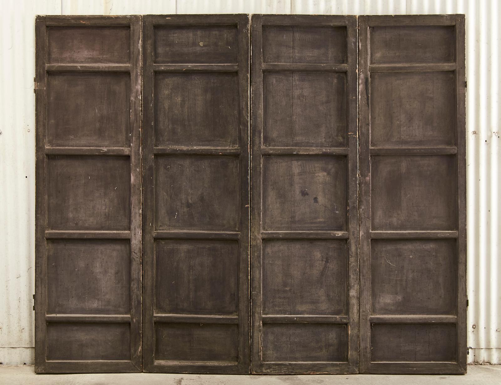 Chinese Export Qing Four Panel Ivory Lacquered Coromandel Screen 14