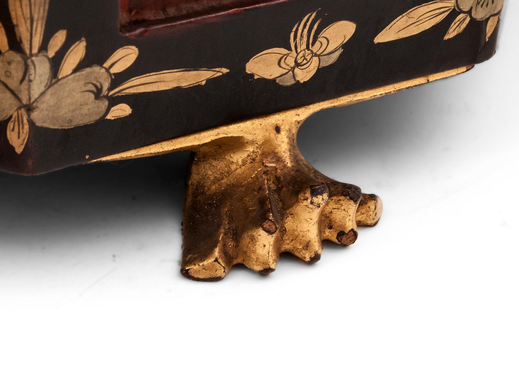 Chinese Export Red Lacquer Paktong Bone Tea Chest, 19th Century 8