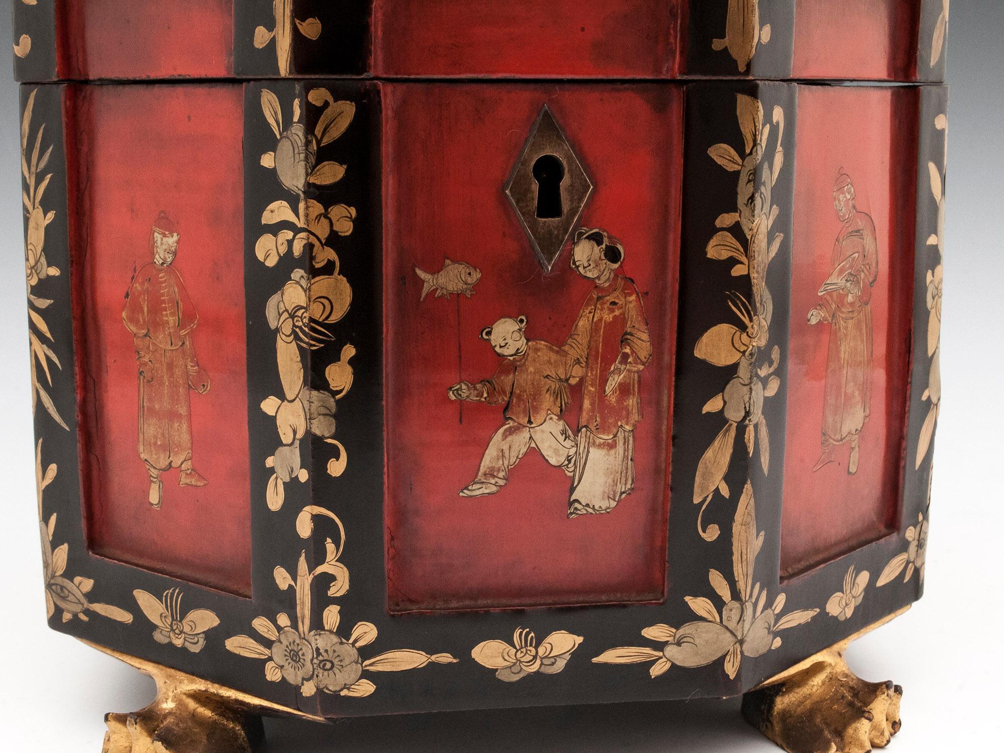 Chinese Export Red Lacquer Paktong Bone Tea Chest, 19th Century In Good Condition In Northampton, United Kingdom