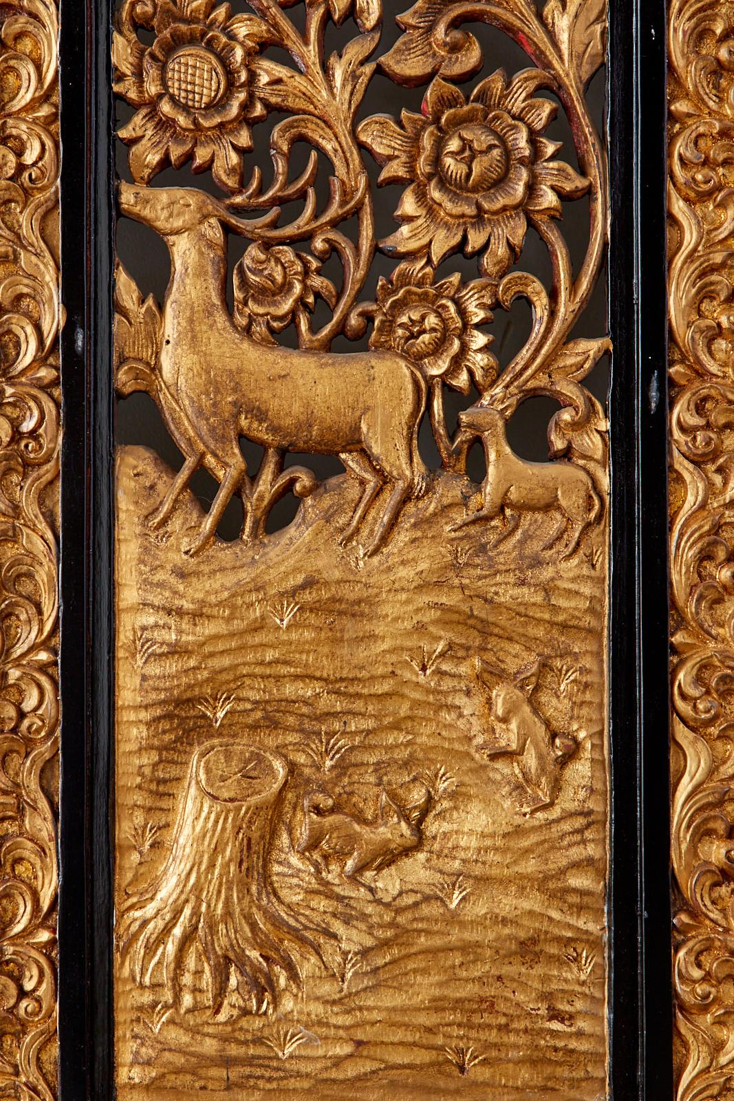 Chinese Export Relief Carved Giltwood Seven Panel Screen 9