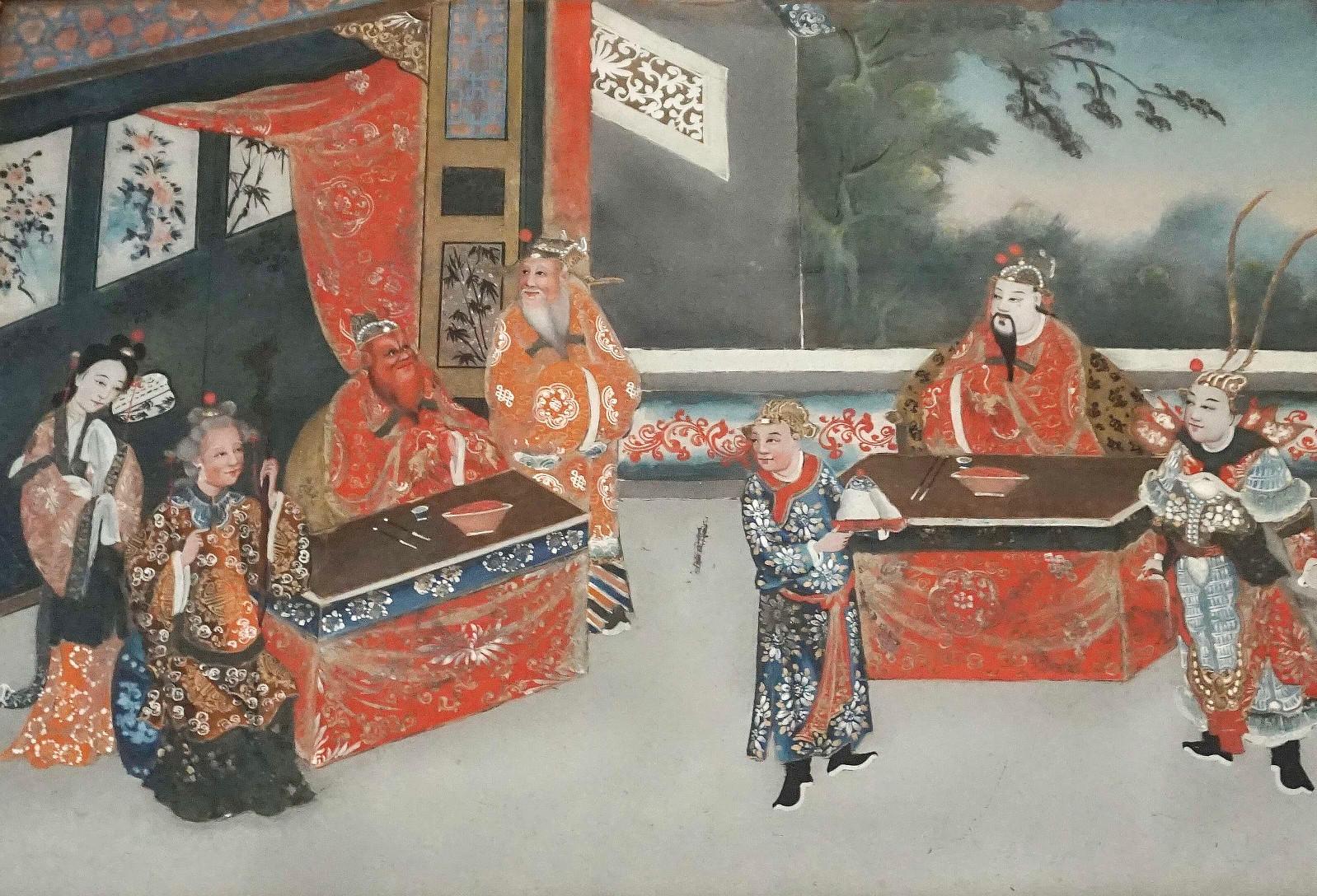 Chinese Export Reverse Glass Paintings, Set of Four, circa 1825 For Sale 4