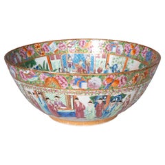 Chinese Export Rose Mandarin Punch Bowl
