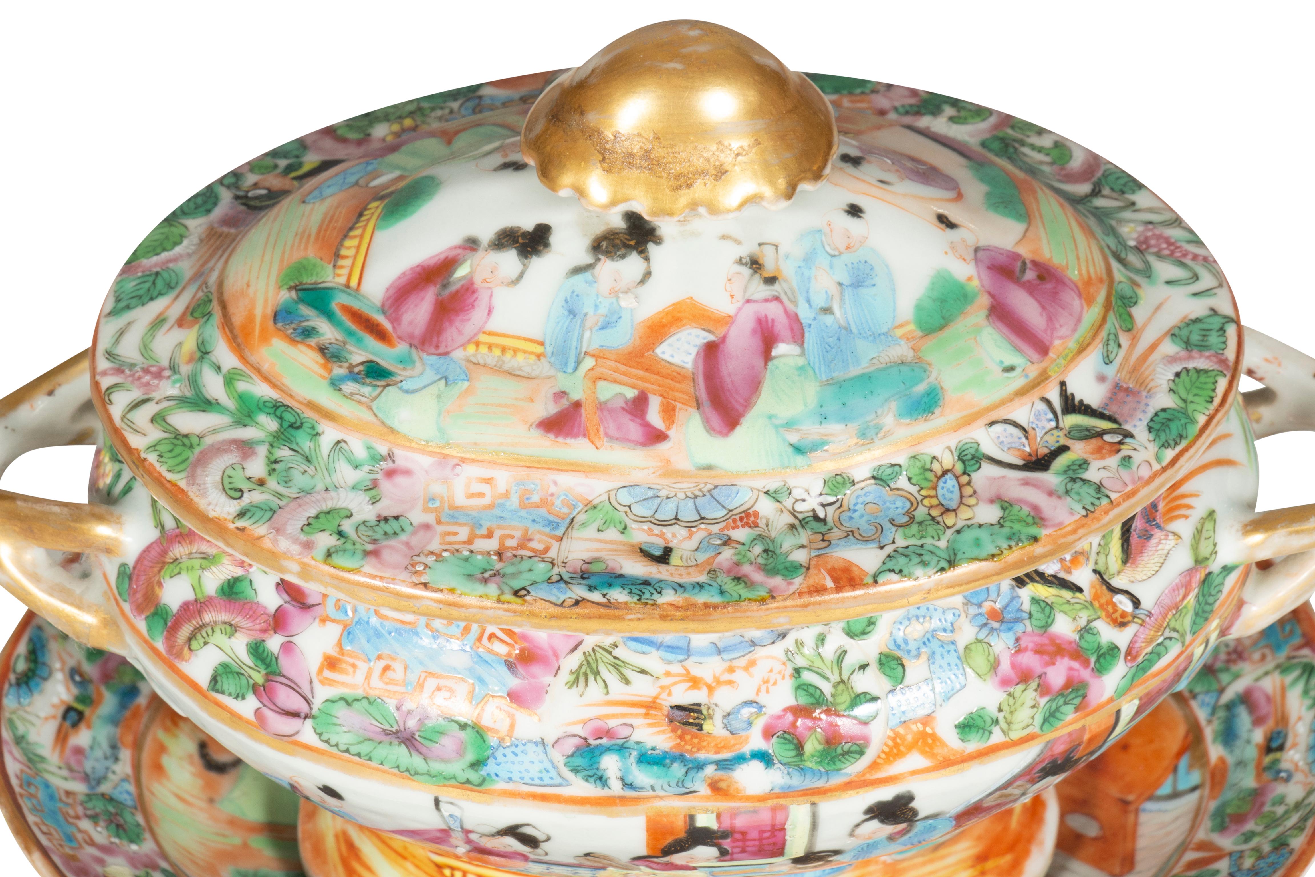 Chinese Export Rose Mandarin Sauce Tureen And Underplate For Sale 4