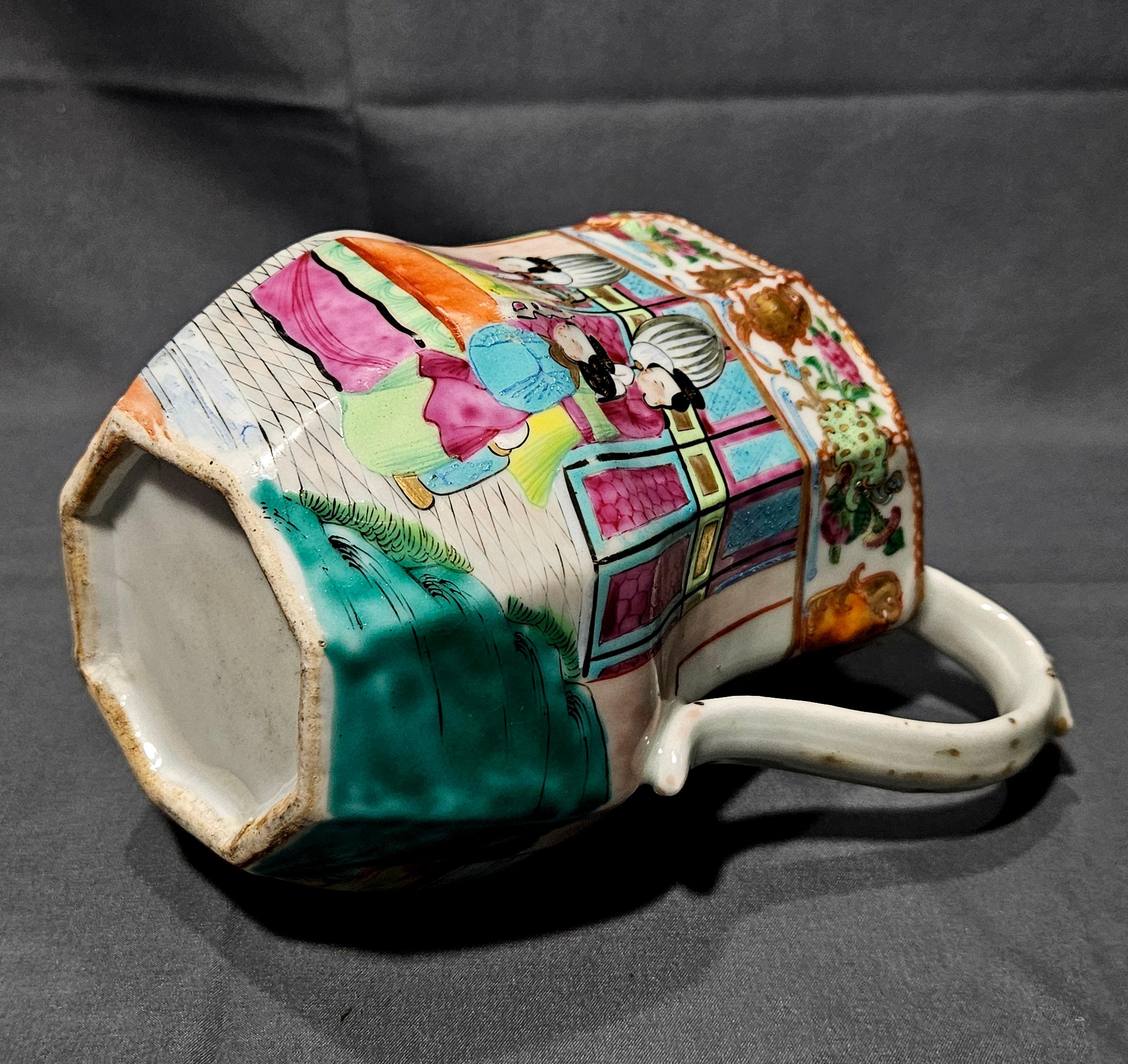 Chinesischer Export Rosenmedaillon Porzellankrug. 19. Jahrhundert im Angebot 7