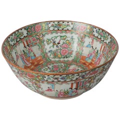 Antique Chinese Export Rose Medallion Punch Bowl