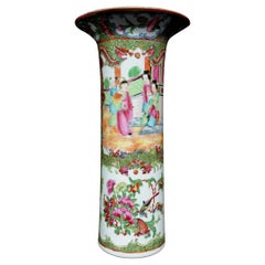 Chinese Export Rose Medallion Vase with Flared Rim, 19th Century