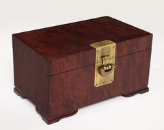 Chinese Export Rose Wood, Brass Koi Lock Box
