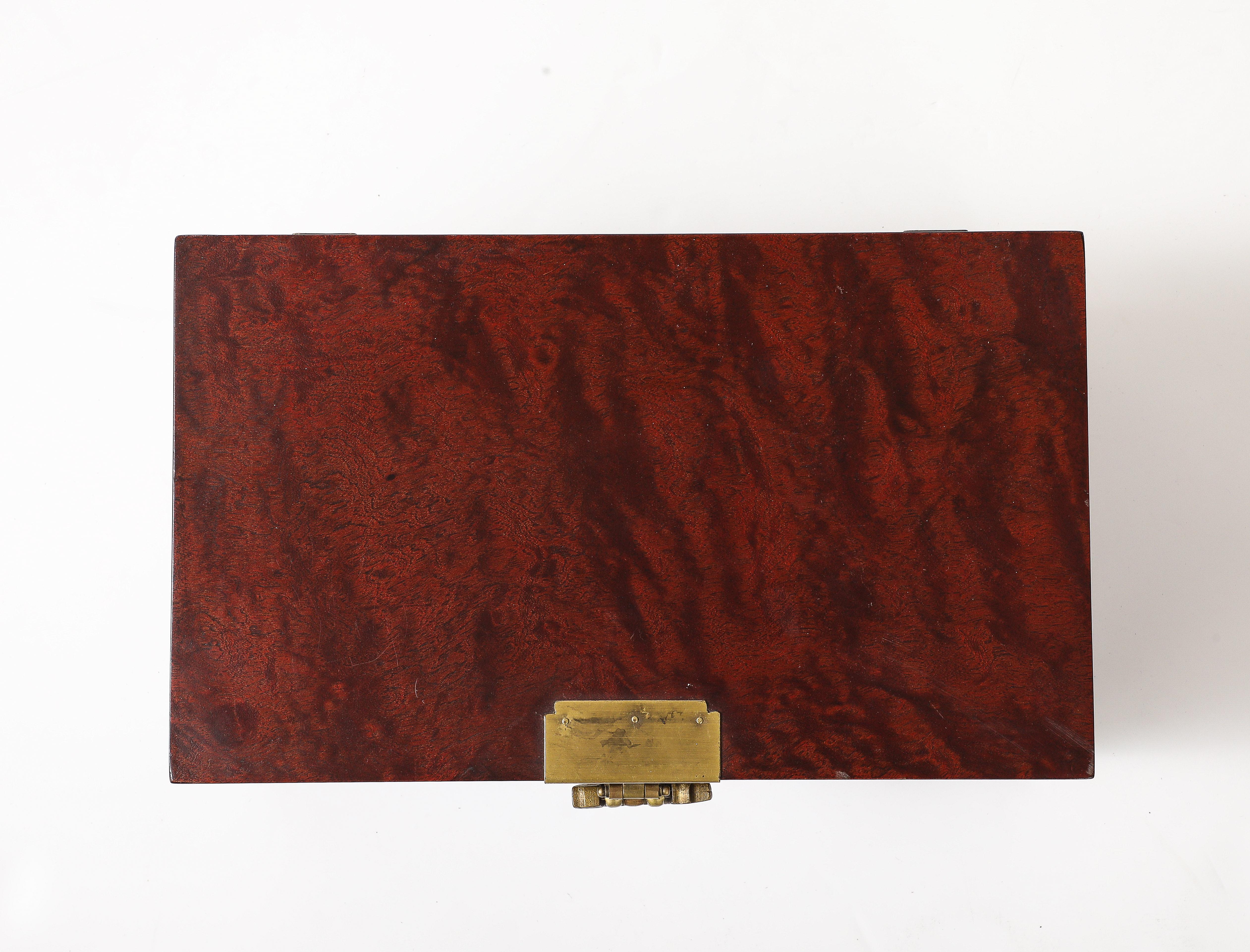 Chinesisch Export Rose Holz, Messing Koi Lock Box im Angebot 1