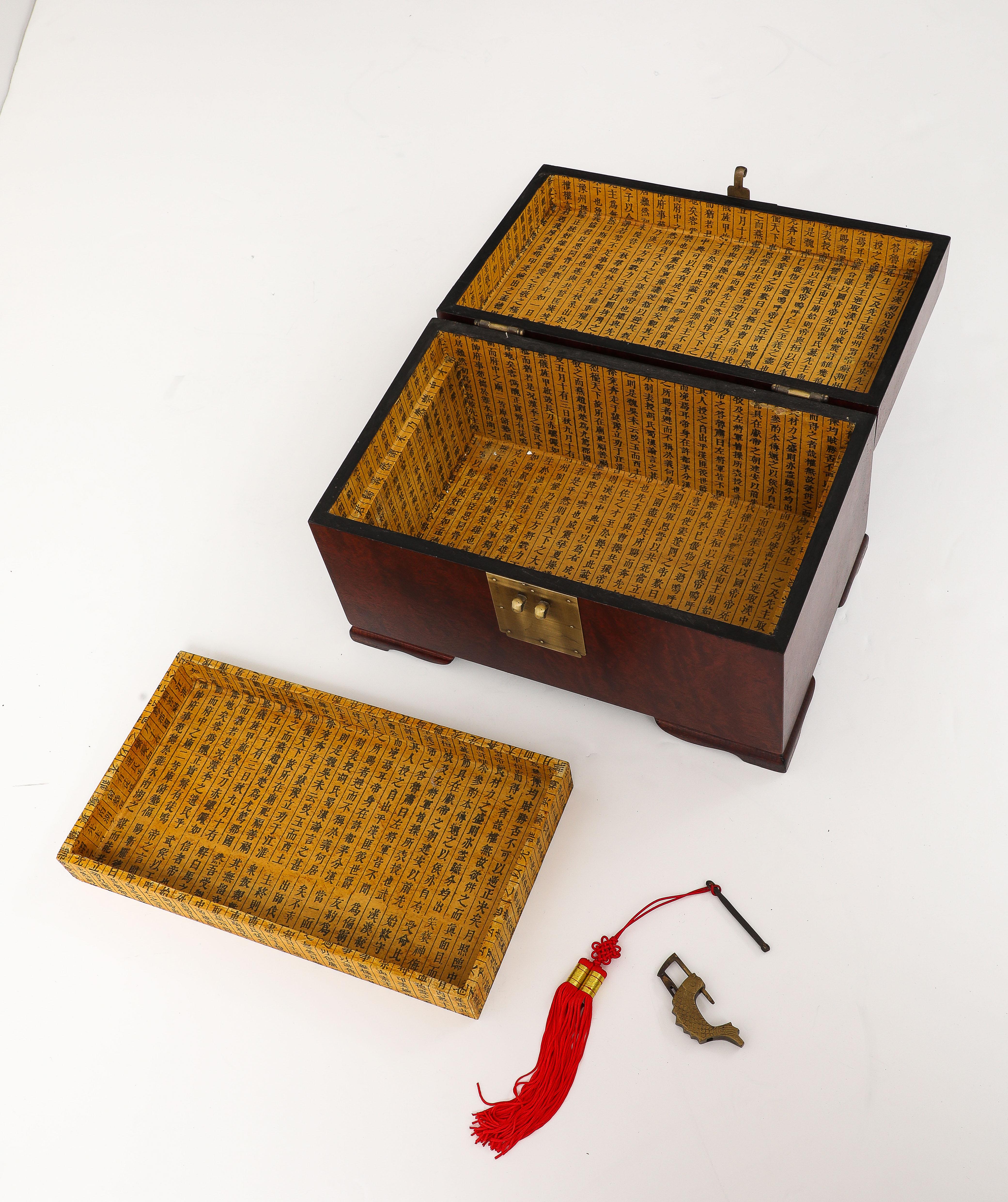 Chinesisch Export Rose Holz, Messing Koi Lock Box im Angebot 3
