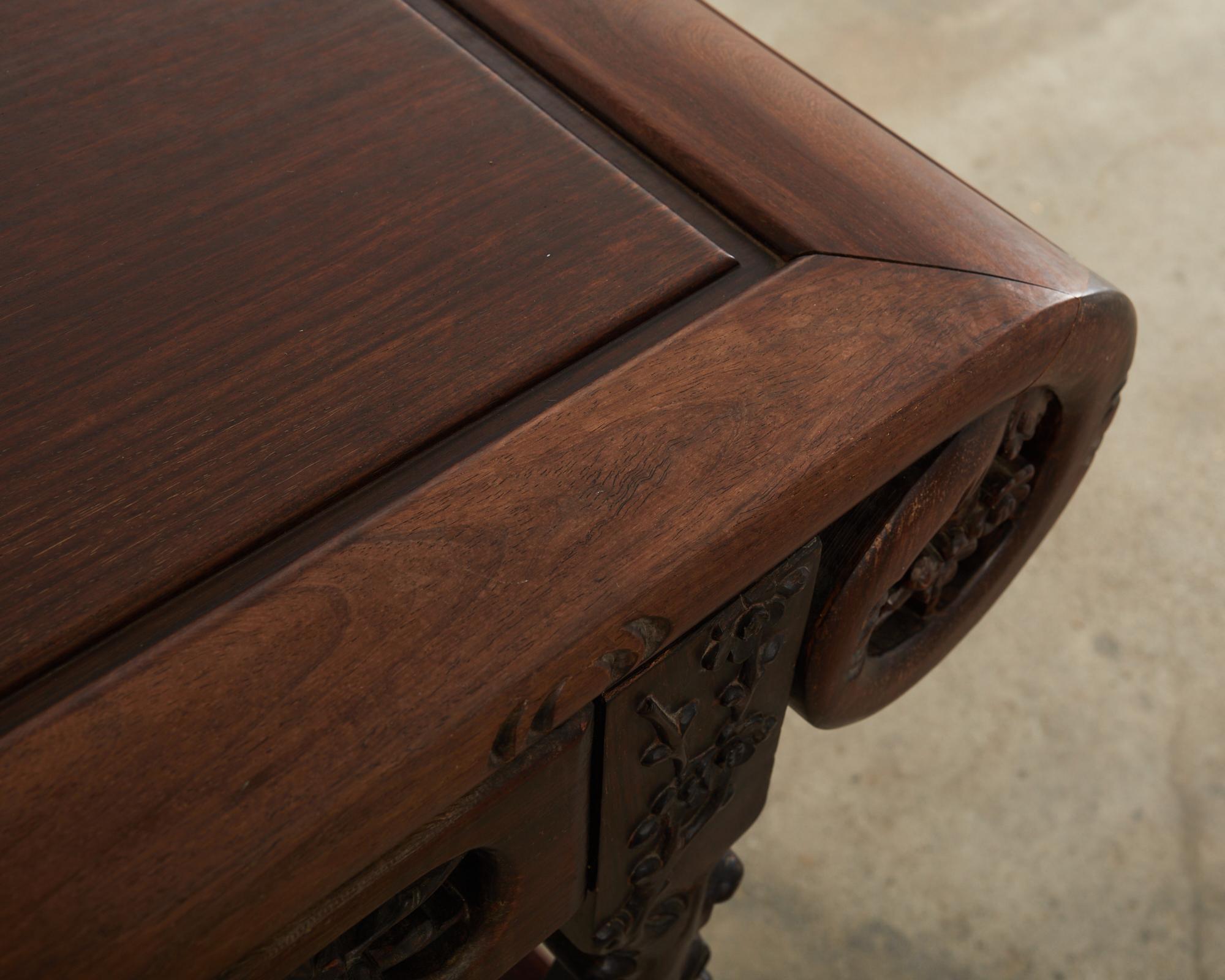 Chinese Export Rosewood Carved Altar Console Table For Sale 8