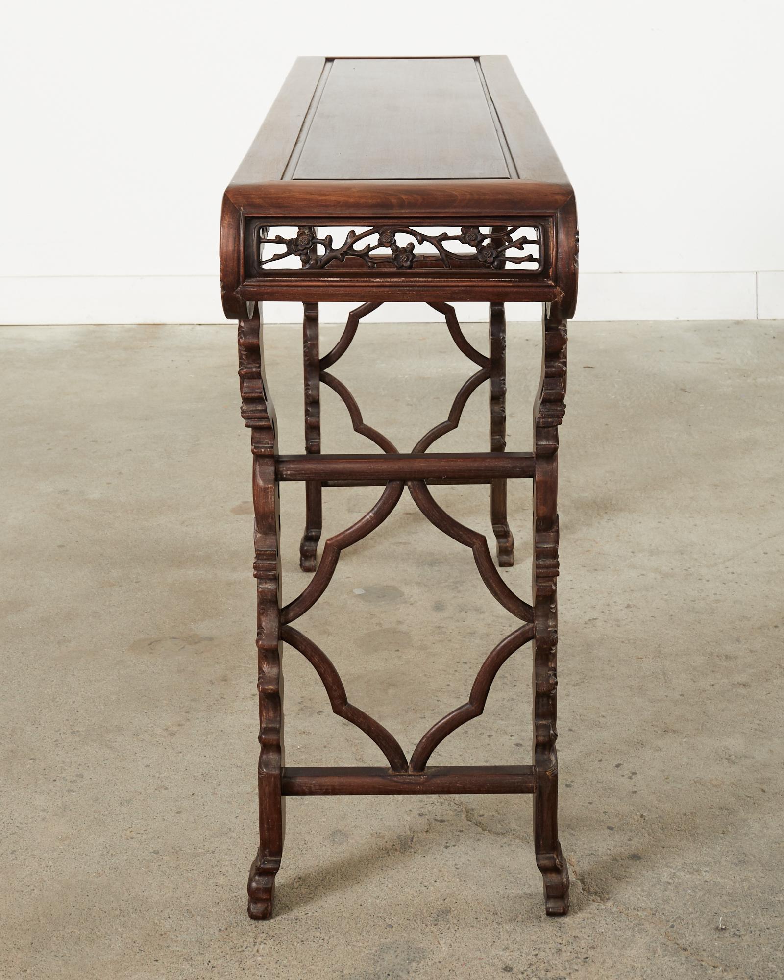 Chinese Export Rosewood Carved Altar Console Table For Sale 12
