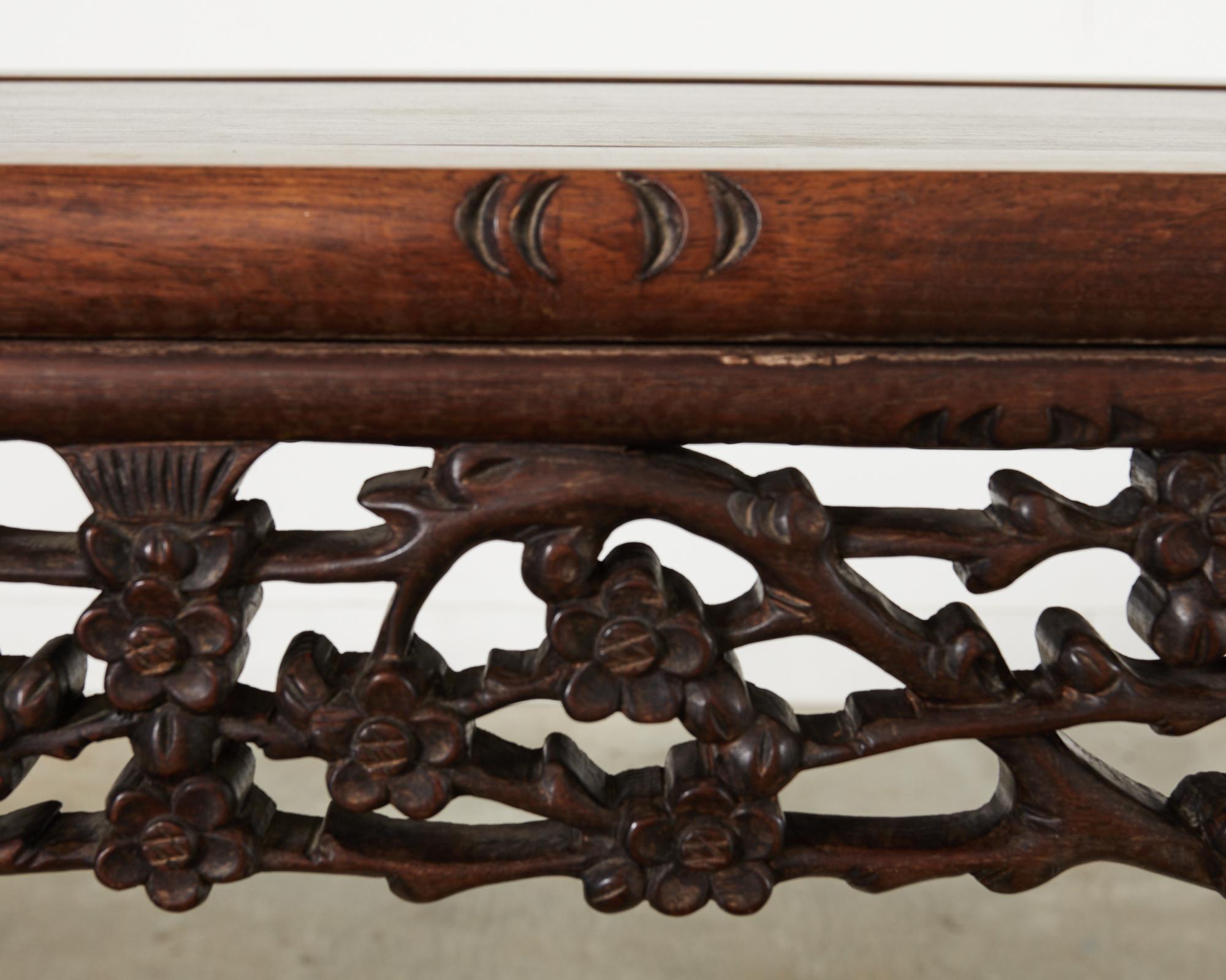 Chinese Export Rosewood Carved Altar Console Table For Sale 13