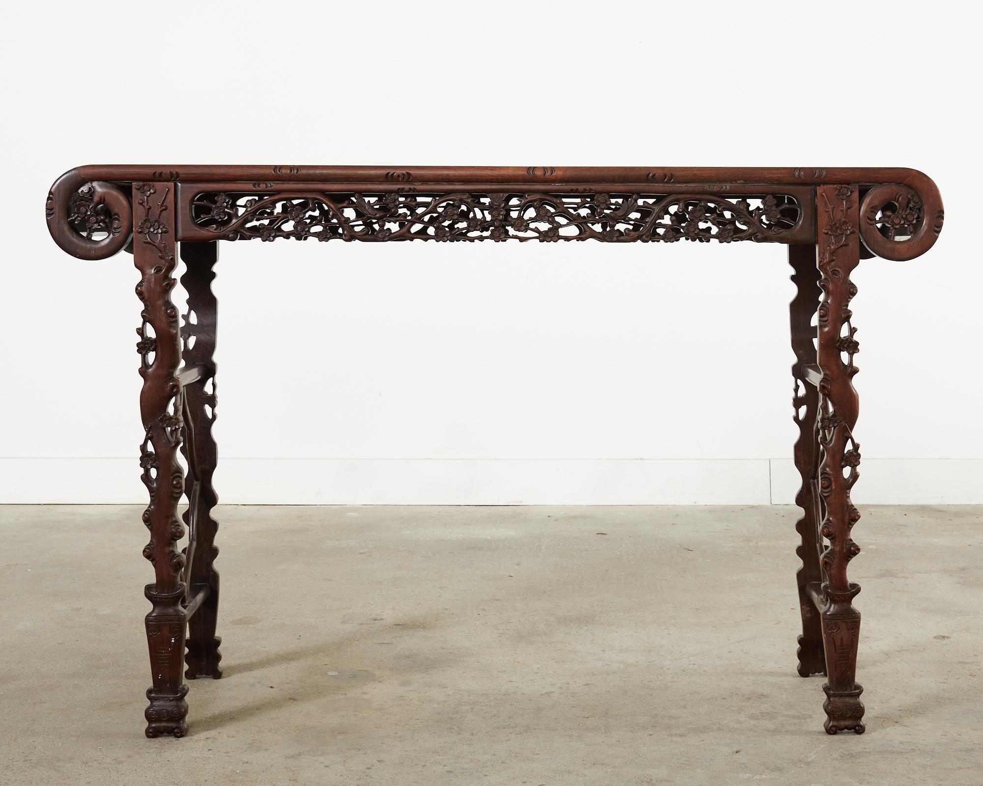 Chinesischer Export Palisander geschnitzt Altar Konsolentisch im Angebot 14