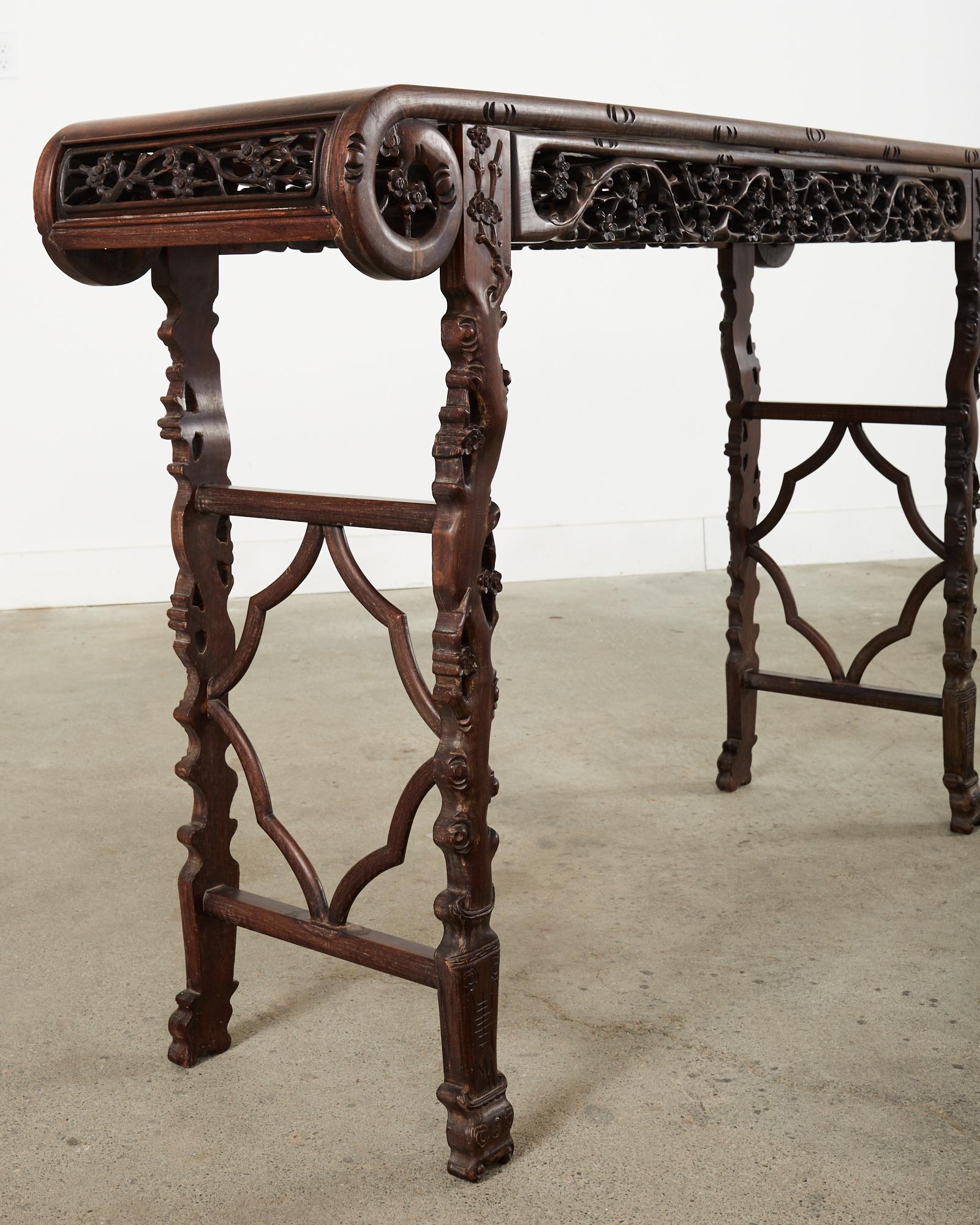 Chinesischer Export Palisander geschnitzt Altar Konsolentisch im Angebot 3